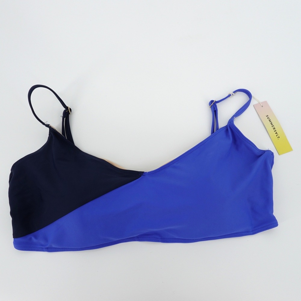 Summersalt The Marina Bikini Top Colorblock Navy Royal Blue Size 12 NEW